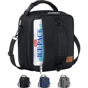 Lifewit Borsa Termica Porta Pranzo, Borsa Termica Portatile Espandibile con Tracolle e 2 Borse Termiche, per Donne e Uomini, per Lavoro e Scuola, 6.5L, Nero