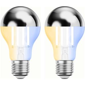 ledscom.de 2x lampadina LED E27, A60, bianco caldo - bianco freddo (2700-7000 K), 4,8 W, 486lm, Smart Home, WLAN, Alexa, specchio per la testa (argento)