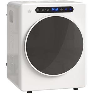 HOMCOM Mini Asciugatrice Elettrica 1000W da 3 kg, Asciugatrice Salvaspazio a Tamburo con Funzione Anti Pieghe, Sterilizzazione, Display LED, 49x43x61 cm, Bianco
