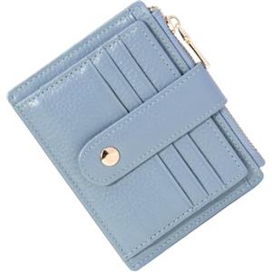 BTNEEU Porta Carte di Credito in Pelle RFID Blocco Portafoglio Sottile con Portamonete, con Cerniera, Donna, Uomo, Piccolo, Slim con 9 Slot Schede (blu)
