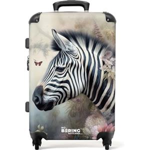 NoBoringSuitcases.com Valigia, Valigia Grande, Trolley Medio, Serratura TSA, Valigia Media, Valigia Media Rigida, Valigia Grande Leggera, Valigie, Valigia Grande 23 kg (67cm - 72L), (Zebra - Rosa)