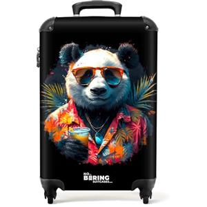 NoBoringSuitcases.com Trolley Bagaglio 55x40x20 cm, Valigia da Stiva 10 kg (Panda - Rosa)