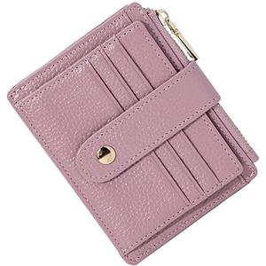 BTNEEU Uomo Donna Porta Carta di Credito Pelle RFID Blocco Portafoglio Piccolo Slim con Tasca Portamonete, con 9 Slot, Rosato, Petit, Classico