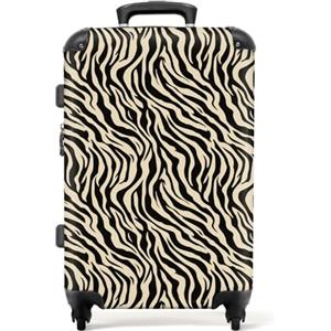NoBoringSuitcases.com valigia grande 20-23 kg, media, trolley medio, rigida, rigido, da stiva, valigie grandi, bagaglio, leggera, medie rigide, con 4 ruote girevoli, 67 cm - 72 L, Strisce zebrate