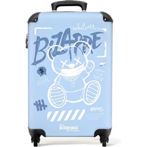 NoBoringSuitcases.com Valigia Bagaglio a Mano, Trolley 55x40x20 cm, Valigie Cabina (Orsetto di Peluche - Blu)