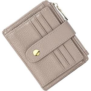 BTNEEU Porta Carte di Credito in Pelle RFID Blocco Portafoglio Sottile con Portamonete, con Cerniera, Donna e Uomo Piccolo Slim con 9 Slot Schede (Grigio scuro)