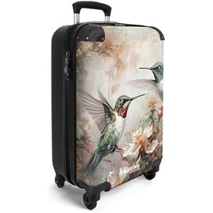 NoBoringSuitcases.com Valigia Bagaglio a Mano, Valigia, Trolley, Trolley Bagaglio a Mano, Bagaglio a Mano, Valigia 55x40x20, Valigia 10 kg, Trolley Bagaglio a Mano 55x40x20 cm (Colibrì - Beige)