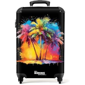 NoBoringSuitcases.com Valigia Trolley Bagaglio a Mano 55x40x20 cm, 10 kg (Palme - Multicolore)
