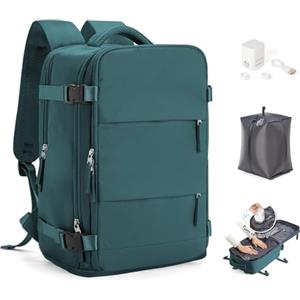 SEAFEW Zaino Sottovuoto da Viaggio con Pompa Borsa da Cabina per Ryanair 40x30x20 Aereo Bagaglio a Mano per Easyjet Impermeabile Lavoro e Scuola Trekking Casual Daypack per 14" laptop,H04-Pfauenblau