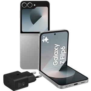 Samsung Galaxy Z Flip6 Smartphone AI pieghevole, Caricatore Incluso, RAM 12GB, 512GB, Dual SIM, Display 3,4 SAMOLED/6,7 Dynamic AMOLED 2X, Fotocamera 50 MP, Silver Shadow [Versione italiana]