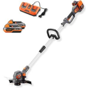 FUXTEC Decespugliatore a batteria FX-E2RTSET - 2x20V - taglio 30 cm | Tagliabordi - manico telescopico 138-173 cm - barra protezione piante - 8000 giri/min - sistema batteria 2x20V