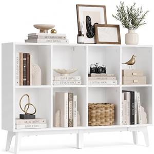 VASAGLE MAEZO Collezione - Libreria, Scaffale per Libri, Portaoggetti a Cubi con 8 Scomparti, Organizzatore per Soggiorno, Studio, Sala da Pranzo, 24 x 119,6 x 77 cm, Bianco Nuvola LBC193WB01