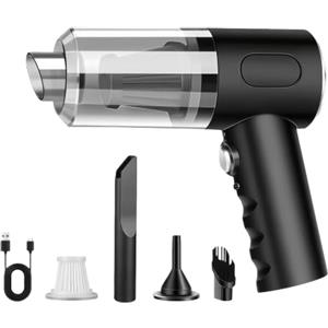 QIIZCP Aspirabriciole Senza Fili, 23000Pa Aspirapolvere Auto Portatile, 4 in 1 Aspirapolvere per Auto Portatile, Mini Aspirapolvere per Casa, Aspirapolvere per Auto, Casa, Ufficio e Peli di Animali
