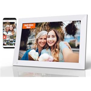Cytem Cornice digitale da 10,1 pollici, con Wi-Fi e framework antiriflesso, memoria da 32 GB, sensore di movimento, immagine automatica, cornice elettronica touch screen IPS 1280 x 800, bianco