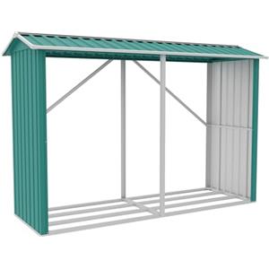Parama Legnaia da Esterno in Acciaio Zincato Grigio 238x87x160 cm - Portalegna da Giardino con Tetto Spiovente e Struttura Rinforzata - Capanno per Legna da Ardere Resistente a Ruggine e Intemperie