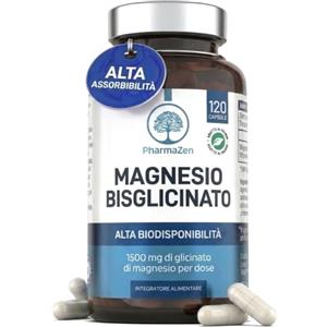 PharmaZen Magnesio Bisglicinato 1500 mg con Vitamina B6 - Supporta Sistema Nervoso, Stress e Stanchezza - Alto Dosaggio 300 mg di Magnesio Puro - 120 Capsule - Integratore Glicinato Chelato - Vegano - PharmaZen