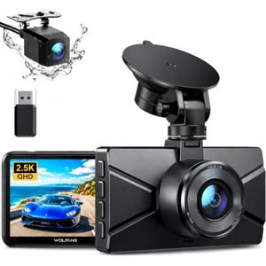 WOLFANG 2.5K Doppia Dash Cam Auto, Dash Camera IPS 3 con Grandangolo, 1440P+1080P FHD Telecamera, Visione Notturna,G-Sensor, WDR, Monitor di Parcheggio, Registrazione in Loop