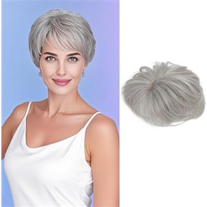 QIANCHUN Head Top - Parrucca di ricambio, 15 cm, con clip in capelli lisci e soffici, con riga laterale, con frangia (88H#)