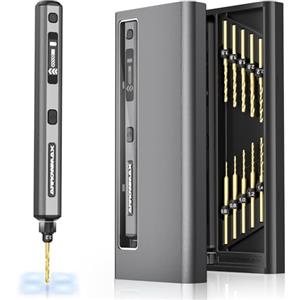ARROWMAX Mini trapano elettrico a 5 velocità, 10 piccole punte da trapano con scatola in alluminio, display OLED, luci a LED, piccolo set di trapano elettrico per resina, gioielli, artigianato