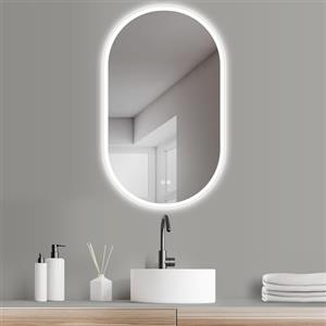 HOKO® Specchio Ovale LED Antiappannamento 45x75cm/75x45cm. Montaggio Verticale+Orizzontale. Specchio da Bagno con Interruttori Tattili+Cambiamento di Luce LED Caldo-Freddo-Neutro 2700-6500k