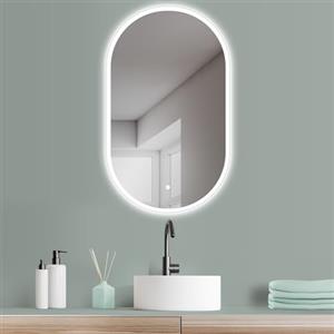 HOKO® Specchio-Bagno-con-Luce Ovale 60x100/100x60cm Montaggio Verticale/Orizzontale. Comando Tattile+Luce LED Regolabile Caldo/Freddo/Neutro 2700-6500k, Ideale per il Bagno/La Camera da Letto