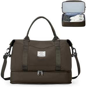 SEAFEW Borsone da Viaggio,Bagaglio a Mano 40x30x20 Ryanair Borsa da Viaggio con Scomparto per le Scarpe,Borsa da Cabina Ryanair Borsa Sportiva Borsone da Palestra da Weekend,D14-Curry Scuro