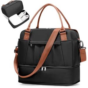 SEAFEW Borsone da Viaggio,Bagaglio a Mano 40x30x20 Ryanair Borsa da Viaggio con Scomparto per le Scarpe,Borsa da Cabina Ryanair Borsa Sportiva Borsone da Palestra da Weekend,U4-Marrone-Nero