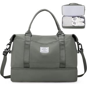 SEAFEW Borsone da Viaggio Extra Grande 50L, Bagaglio a Mano Borsa da Viaggio con Scomparto per le Scarpe, Borsa Sportiva Borsone da Palestra da Weekend,I2-Verde
