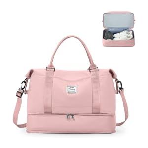 SEAFEW Borsone da Viaggio,Bagaglio a Mano 40x30x20 Ryanair Borsa da Viaggio con Scomparto per le Scarpe,Borsa da Cabina Ryanair Borsa Sportiva Borsone da Palestra da Weekend,D3-Rosa