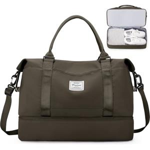 SEAFEW Borsone da Viaggio,Bagaglio a Mano 45x36x20 Easyjet Borsa da Viaggio con Scomparto per le Scarpe, Borsa da Cabina Easyjet Borsa Sportiva Borsone da Palestra da Weekend,B9-Curry Scuro