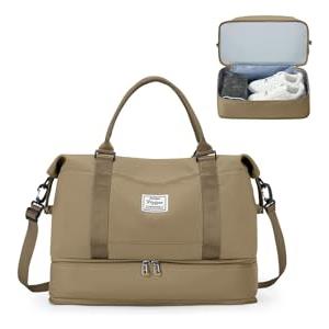 SEAFEW Borsone da Viaggio,Bagaglio a Mano 40x30x20 Ryanair Borsa da Viaggio con Scomparto per le Scarpe,Borsa da Cabina Ryanair Borsa Sportiva Borsone da Palestra da Weekend,D11-Cachi