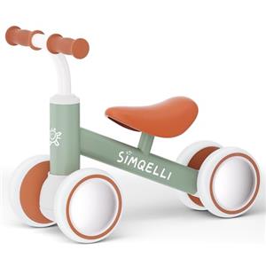 SIMQELLI Bicicletta Senza Pedali per 1 Anni (10-24 Mesi), Bicicletta Equilibrio per Bambini, con 4 Ruote Primo Regalo di Compleanno per Bambini e Bambine (Verde)