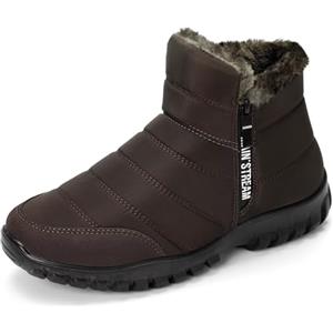 CHDDHX Stivali Uomo Invernali Impermeabili Stivali da Neve Doposci Stivaletti Fodera Pelliccia Calda Dopo Sci Scarpe da Trekking Marrone 44