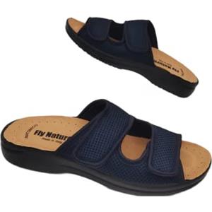 Fly Nature Eccezionali Ciabatte Uomo Casa Doppia Fascia in Nido d'Ape Pantofole AntiSudore Estive Aperte e Regolabili Sottopiede Anatomico Ciabatte Ortopediche Massimo Comfort 100% Made in Italy
