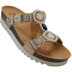 Dr. Scholl's Scholl, New bogota' wedge, Sandali donna, Plantare Bioprint (Beige/Oro/Bianco, Sistema Taglie Calzature EU, Adulto, Numero, Media, 36)