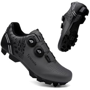 ENEN Scarpe MTB Uomo, Scarpe da Ciclismo Uomo, Scarpe Spinning Donna, Scarpe MTB SPD, Scarpe Mountain Bike Compatibili con Pedali SPD 2 Bulloni con Tacchette, Blu Nero Grigio Rosa Scarpe Bici