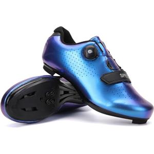 Treer Scarpe Ciclismo Strada con Blocco Pedale Scarpe Ciclismo Unisex Scarpe MTB Uomo & Donna, Traspiranti Scarpe da Equitazione Scarpe MTB Road SPD Scarpe da Ciclismo da Bici 37 EU Blu Aurora