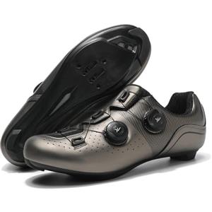 Hixingo Scarpe Uomo Donna Scarpe Strada Mountain Bike Compatibili Pedali SPD SPD-SL Look Delta, Unisex Scarpes Ciclismo MTB Traspirante All'aperto per Bici 37-47 EU (Metallizzato,41)