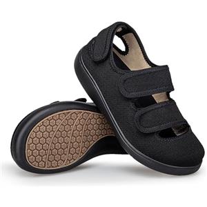 JEBUKTXE Scarpe per Diabetici Donna Uomo Larghi Pantofole Ortopediche Ciabatte Chiuse per Anziani Scarpe Post Operatoria Alluce Valgo Regolabili Riabilitativi per Piedi Gonfi