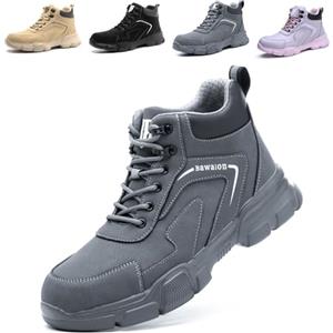 Bawalon Impermeabile Scarpe Antinfortunistiche Alte Uomo Donna | Leggere Scarponi Antinfortunistiche, Stivaletti da Lavoro con Punta in Acciaio in Pelle