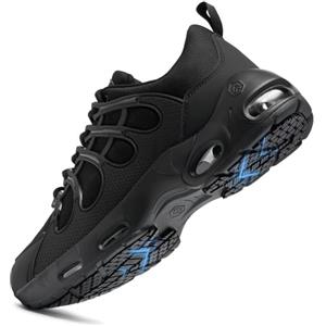LARNMERN Scarpe da Cucina Uomo Cuoco Scarpe da Lavoro Cucina Uomo SRC Antiscivolo Antinfortunistiche Lavoro Ristorazione Sportive Ginnastica,Nero 47 EU