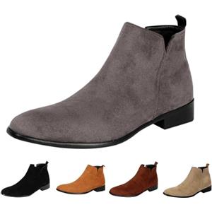Generisch Scarpe da uomo eleganti sportive, stivaletti da uomo in pelle scamosciata senza lacci Chelsea stivali vegani da trekking caldi scarpe casual occidentali in pelle antiscivolo autunno scarpe da barca