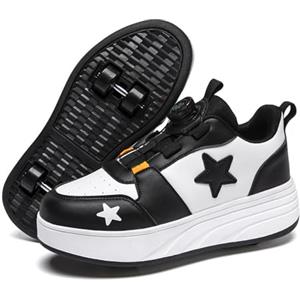 Mateju Scarpe con Rotelle da Bambino Bambina Sportive Moda Multiuso Scarpe da Skateboard con 4 Ruote Skateboard Sneakers Scarpe da Ginnastica da Pattini Unisex Bambini Adulti