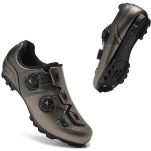 Mateju Scarpe Ciclismo MTB SPD, Scarpe da Mountain Bike Uomo Donna,Traspiranti Antiscivolo MTB Sneakers Compatibili Pedali SPD 2-Bolts Pedals Sneakers -Modello A5 (Marrone,44)