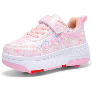 Hearda Scarpe con Rotelle Bambina, 2 in 1 Scarpe con Rotelle Bambino, Sportive Scarpe da Skateboard con 4 Rotelle a Scomparsa Sneakers da Ginnastica da Pattini Unisex Bambini