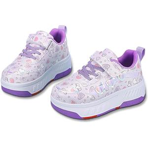Hearda Scarpe con Rotelle Bambina - Sportive 2 in 1 Sneakers da Skateboard con 4 Rotelle Scomparsa, Scarpe da Ginnastica da Pattini Unisex