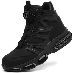 KOIFISH Stivali antinfortunistici da uomo e donna, impermeabili, scarpe antinfortunistiche, stivali alti da lavoro, con cuscinetto d'aria, scarpe da lavoro leggere, punta in acciaio, 36-46