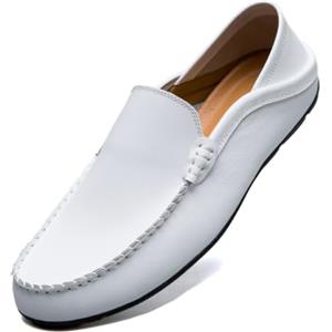 Unitysow Mocassini Uomo Pelle Estivi Pantofole Casual Eleganti Slip On Scarpe da Guida Scarpe da Barca Classic Loafers Bianco 39EU
