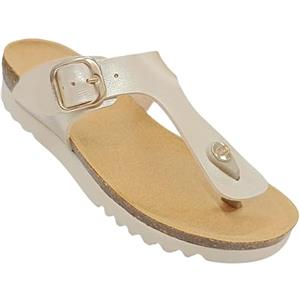 Dr. Scholl's Scholl, Infradito donna, Boa vista, Cinturino regolabile, Plantare in sughero (Oro, Taglia unica, Sistema Taglie Calzature EU, Adulto, Numero, Media, 36)