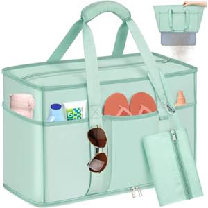 BTNEEU Grande Borsa da Spiaggia 45L Borsa Mare Donna Famiglia con Chiusura Zip 50x35x20cm XXL Shopper Weekender Borsone Tote Bag per Shopping Viaggio Picnic